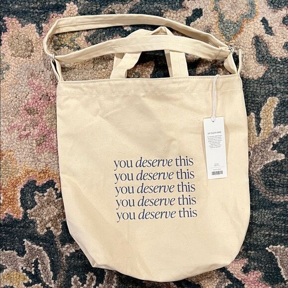 Cream Canvas Tote Bag baggu - Picture 1 of 1